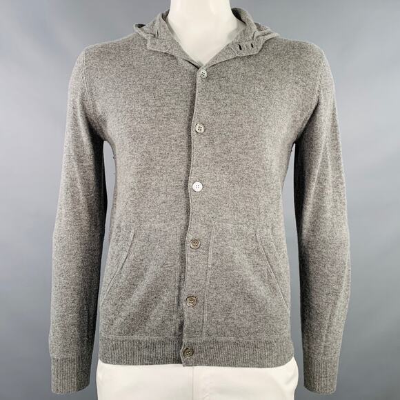 HARTFORD Size L Grey Heather Wool Cashmere Hoodie Cardigan - Picture 1 of 10